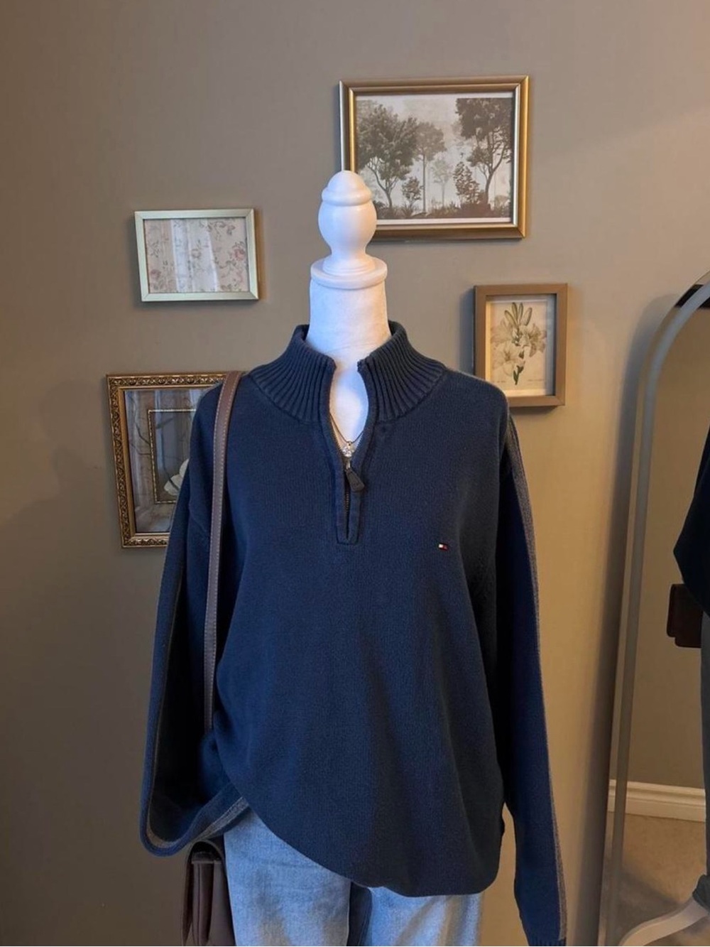Tommy Hilfiger Navy Quarter-Zip Knit Sweater